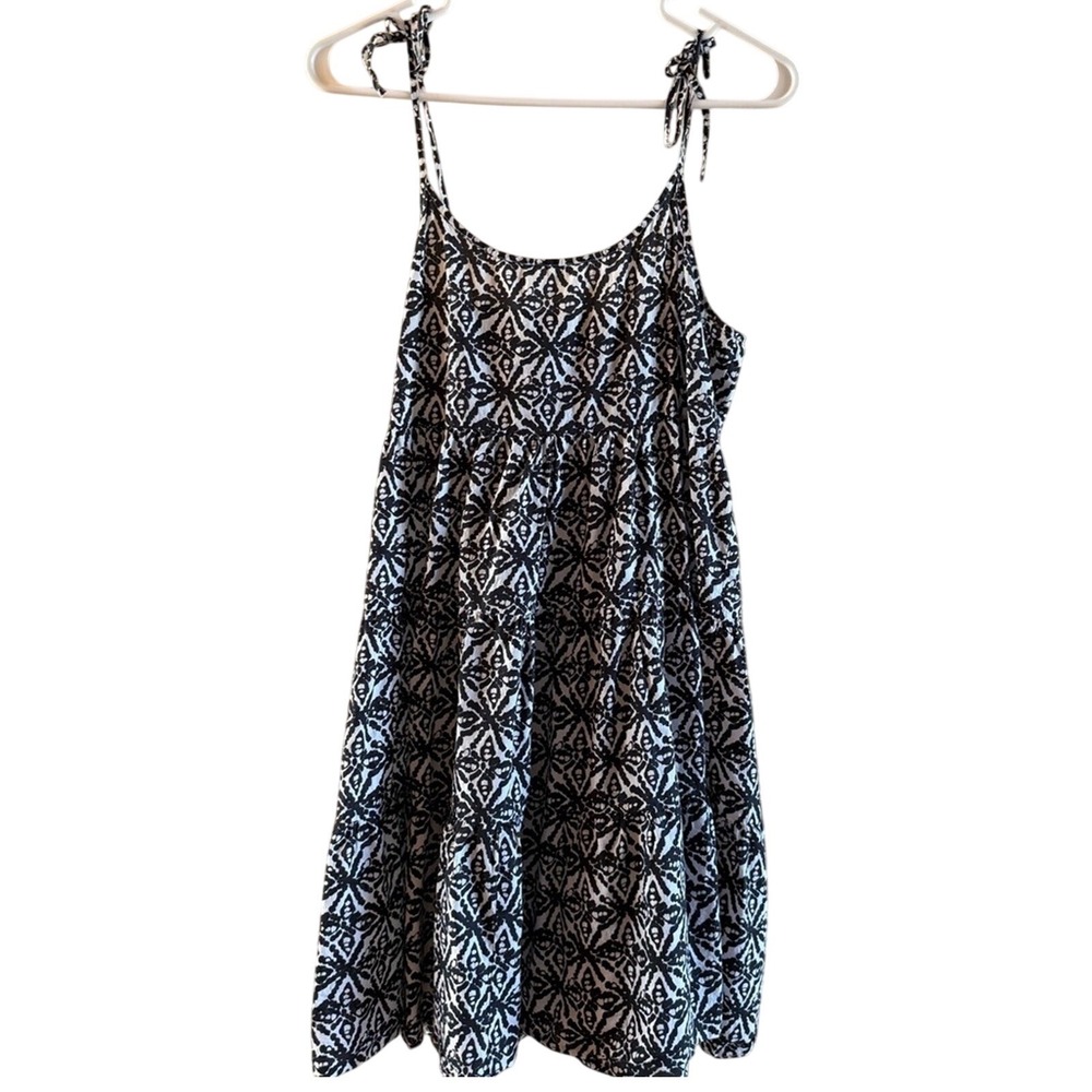 Vineyard Vines Sz Medium Patterned Sundress Tiered Cotton Tie Spaghetti Straps